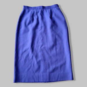 Vintage Tall Girl Pure Wool Purple Midi Straight Skirt